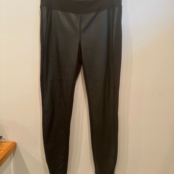 Smoothing Faux Leather Ponte Legging Neutral Fall Versatile Bikercore Sz L - Picture 4 of 8